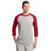Sport-Tek T200 Colorblock Raglan Jersey T-Shirt in Heather Gray/Red size 6XL | Cotton