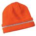 CornerStone CS800 Enhanced Visibility Beanie with Reflective Stripe Hat in Safety Orange/Reflective size OSFA | Acrylic