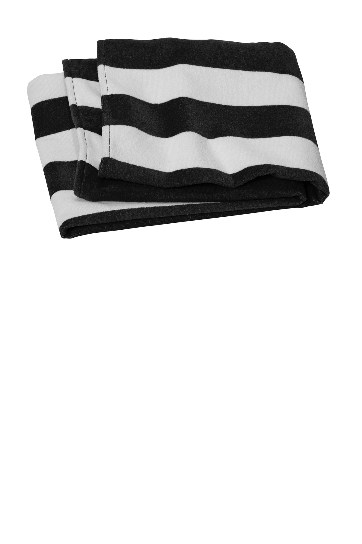 Port Authority PT45 Value Cabana Stripe Beach Towel in Black size OSFA | Cotton
