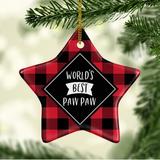 The Holiday Aisle® World's Best Paw Paw Star Holiday Shaped Ornamennt Ceramic/Porcelain in Black/Red | 3.1 H x 3.1 W x 0.5 D in | Wayfair