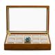 Oirlv Solid Wooden Watch Box Organiser for Men Glass Lid 10 Grids Jewelry Storage Case with Removable Pillow (Creamy-White)