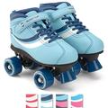 Osprey Disco Quad Roller Skates for Adults and Kids, Retro Roller Boots with ABEC 7 Bearings, UK ADULT 3/EU 35-36, Blue