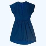 Madewell Dresses | Madewell Blue/Black Leaf Pattern High Low Dress | Color: Black/Blue | Size: 4