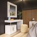 Everly Quinn Vanity Set w/ Stool & Mirror Wood in Black | 32 H x 55 W x 20 D in | Wayfair 2ADA84CA3D5A467CAE1844853C2B9F28