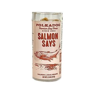 Polkadog Salmon Says Training Bits Crunchy Dehydrated Dog & Cat Treats, 2-oz tube