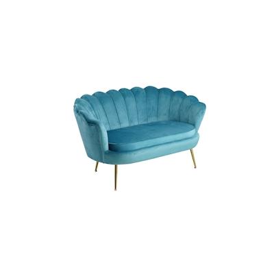 SalesFever Muschel-Sofa | Bezug Samt-Stoff | Gestell Metall goldfarben | B 136 x T 77 x H 78 cm | blau