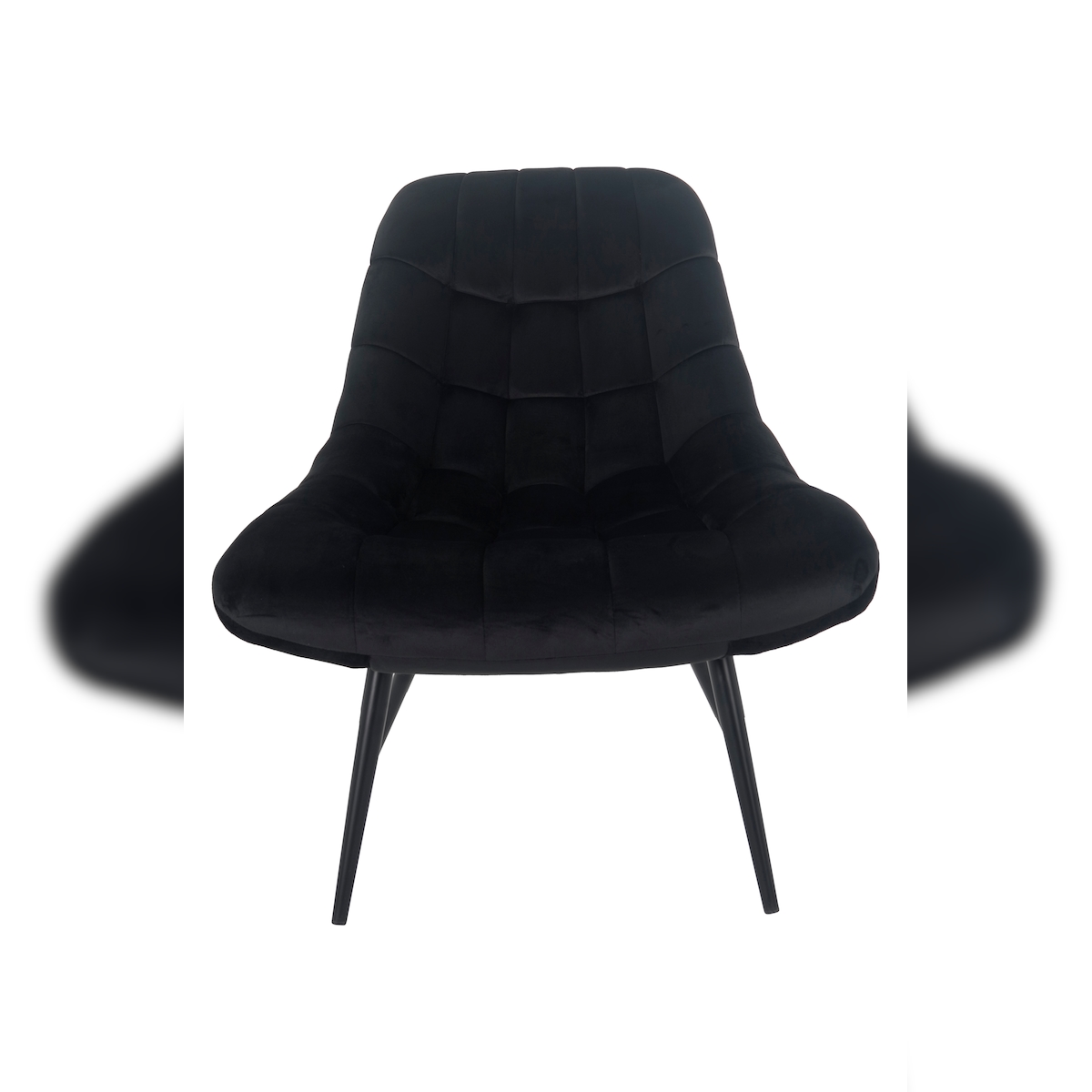 SalesFever Loungesessel mit XXL-Sitzfläche | Bezug Stoff in Samt-Optik | Gestell Metall schwarz | üppige Steppung | B 76 x T 87 x H 86 cm | schwarz Image