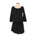 Express Casual Dress - Mini Scoop Neck 3/4 Sleeve: Black Print Dresses - Women's Size X-Small