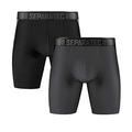 Separatec Men's Athletic Cool Mesh Fast Dry Long Leg Boxer Briefs Dual Pouch Underwear 2 Pack - - Large