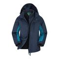 Mountain Warehouse Cannonball Kids 3 in 1 Waterproof Jacket - Breathable Triclimate Rain Jacket, Taped Seams Kids Coat, Detachable Hood - Kids Coat for Winter Walking Blue 13 Years