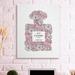 Rosdorf Park Pink Rose Floral Perfume Bottle Designer Fashion by Martina Pavlova - Graphic Art Print Canvas in White | Wayfair