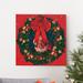 The Holiday Aisle® Santa Wreath I - Wrapped Canvas Graphic Art Print Metal in Green/Red | 40 H x 40 W x 1 D in | Wayfair