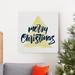 The Holiday Aisle® Merry Christmas Minimalist I - Wrapped Canvas Textual Art Print Canvas, Solid Wood in Black/Green | 24 H x 24 W x 1 D in | Wayfair