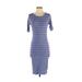 Lularoe Casual Dress - Midi Scoop Neck Short Sleeve: Blue Print Dresses - Women's Size X-Small