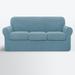 The Twillery Co.® Pizarro Soft Stretch Separate Box Cushion Sofa Slipcover Polyester in Gray/Green/Blue | 41 H x 92 W x 42 D in | Wayfair