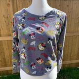Disney Tops | Disney Mickey And Minnie Cropped Sweatshirt | Color: Gray/Red | Size: L