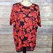 Lularoe Tops | Lularoe Black Red Rose Floral Print Irma Top | Color: Black/Red | Size: Xxs