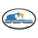 CafePress - Pine Knoll Shores NC Waves Design - Sticker (Oval)