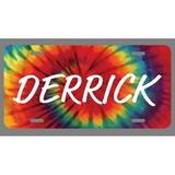 Derrick Name Tie Dye Style License Plate Tag Vanity Novelty Metal | UV Printed Metal | 6-Inches By 12-Inches | Car Truck RV Trailer Wall Shop Man Cave | NP1676