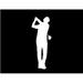 ND113W Righthanded Golfer Teeing Off Decal Sticker | 5.5-Inches By 2-Inches | Car Truck Van SUV Laptop Macbook Decal | White Vinyl