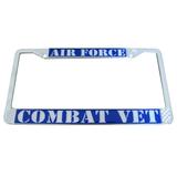 U.S. Air Force Combat Veteran License Plate Frame Chrome Metal Made in the USA USAF
