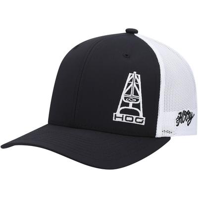 "Men's HOOey Black/White Hog Trucker Snapback Hat"