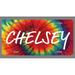 Chelsey Name Tie Dye Style License Plate Tag Vanity Novelty Metal | UV Printed Metal | 6-Inches By 12-Inches | Car Truck RV Trailer Wall Shop Man Cave | NP1329