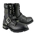 Milwaukee Leather MBM101 Men s Black Leather Lace-Up Engineer Motorcycle Boots w/ Buckles and Side Zipper Entry 8