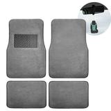 FH Group Carpet Non-Slip Gray Car Floor Mats Universal 4pc Full Set with Air Freshener