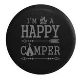 I m a Happy Camper Campfire Tent Travel Camping Vacation Spare Tire Cover Stealth Black 31 in