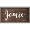 Jamie Name Wood Style License Plate Tag Vanity Novelty Metal | UV Printed Metal | 6-Inches By 12-Inches | Car Truck RV Trailer Wall Shop Man Cave | NP189