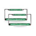 North Dakota Fighting Hawks Chrome Metal (Set of 2) Laser License Plate Frames
