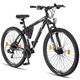 Licorne Bike Effect Premium Mountain Bike in 29 Inch Aluminium, Bicycle for Boys, Girls, Men and Women - 21 Speed Gears - Disc Brake Men's Bike - Black/White (2 x Disc Brakes)