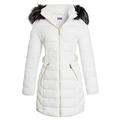 SS7 Womens Faux Fur Quilted Padded Parka Coat Off White