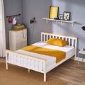 Panana 4.6FT Double Bed Solid Wood Bed Frame Wooden For Adults, Kids, Teenagers (White + Wood)