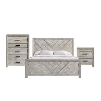 Keely King Panel 3PC Bedroom Set in White - Picket...