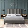 Colbie Upholstered Queen Platform Bed With Nightstands in Grey - Picket House Furnishings UCY3704QBE
