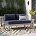 Ivy Bronx Shore Sunbrella Fabric Aluminum Outdoor Patio Right-Arm Loveseat Metal/Sunbrella® Fabric Included in Blue | Wayfair