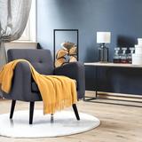 Armchair - Wade Logan® Alexsus 29.5" Wide Tufted Armchair Linen/Fabric in Gray | 32.5 H x 29.5 W x 29.5 D in | Wayfair