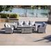 Red Barrel Studio® Arshmaan 5 Piece Rattan Sectional Seating Group w/ Cushions Synthetic Wicker/All - Weather Wicker/Wicker/Rattan in Gray | Outdoor Furniture | Wayfair