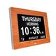 Digital Calendar Day Clock Photo Frame- Auto Dimmable Display 12 Alarm Options,Extra Large Impaired Vision Digital Clock with Non-Abbreviated Day & Month Alarm Clock (8 inch woodgrain)