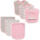 Hudson Baby Infant Girl Cotton Bib and Burp Cloth Set 6pk Princess One Size