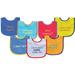 Luvable Friends Baby Boy Cotton Terry Drooler Bibs with PEVA Back 7pk Blue Food One Size