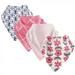 Touched by Nature Baby Girl Organic Cotton Bandana Bibs 4pk Flower One Size