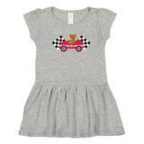 Inktastic Race Car Racing Bear Animal Girls Toddler Dress