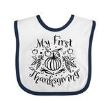 Inktastic My 1st Thanksgiving with Pumpkin and Vegetables in Black Boys or Girls Baby Bib