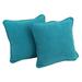 18-inch Double-corded Solid Microsuede Square Throw Pillows with Inserts (Set of 2) - Aqua Blue