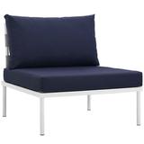 Harmony Armless Outdoor Patio Aluminum Chair White Navy