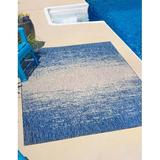 Unique Loom Ombre Indoor/Outdoor Modern Rug Blue/Ivory 8 x 11 4 Rectangle Abstract Coastal Perfect For Patio Deck Garage Entryway