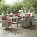 Modway Conduit 7-Piece Modern Rattan Outdoor Dining Set in Light Gray/Red